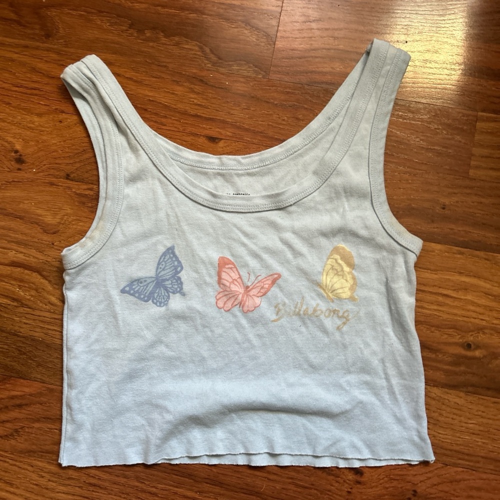 Light blue Billa Bong Cropped top with butterflies! 🦋